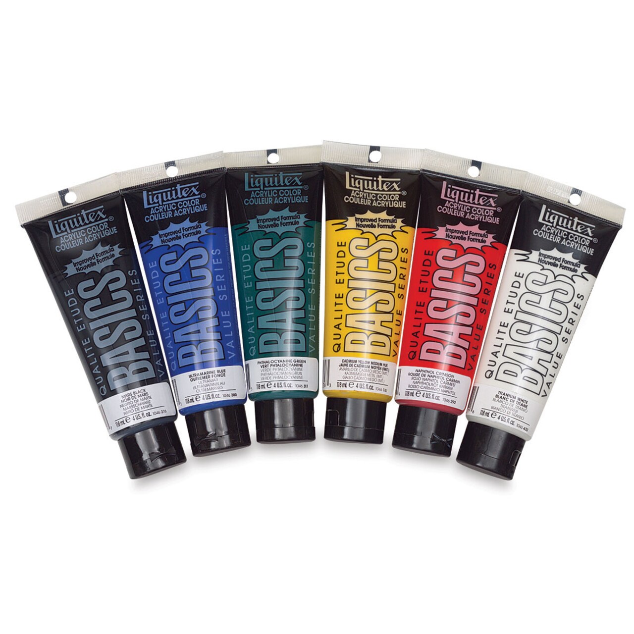 Liquitex Basics Acrylic Paints - Set of 6, Primary Colors, 118 ml